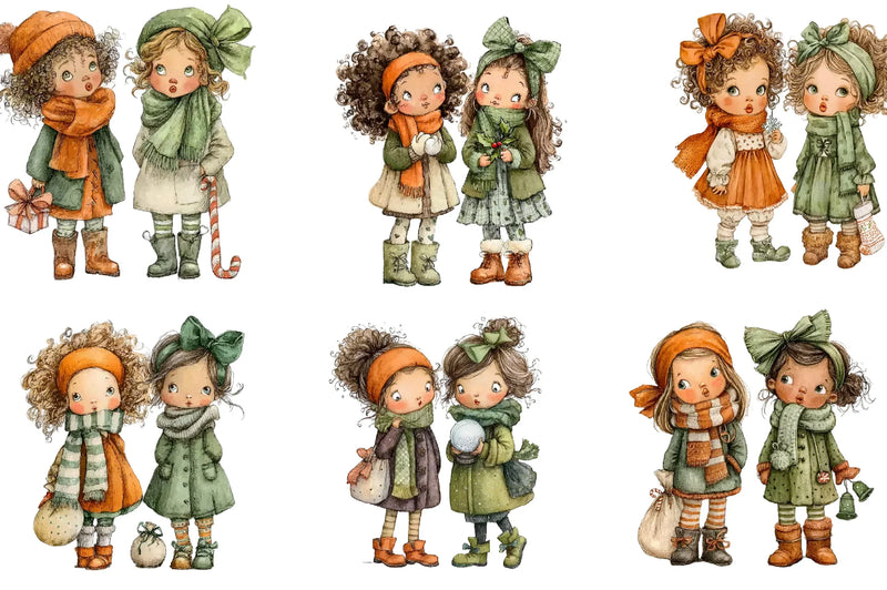 Christmas Winter Girls Clipart Bundle - CraftNest - Digital Crafting and Art