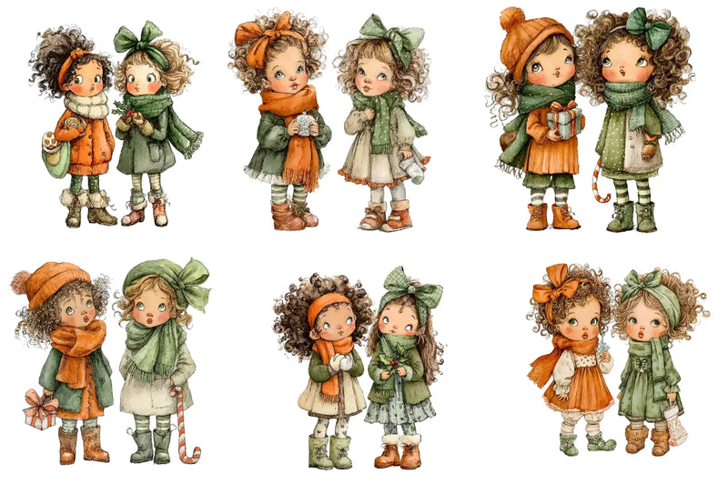 Christmas Winter Girls Clipart Bundle - CraftNest - Digital Crafting and Art