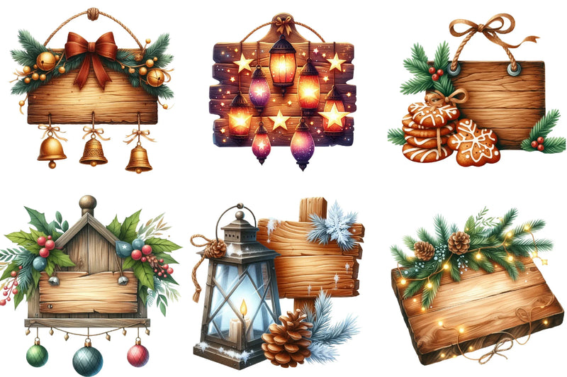 Christmas Wooden Signs Clipart Bundle - CraftNest - Digital Crafting and Art