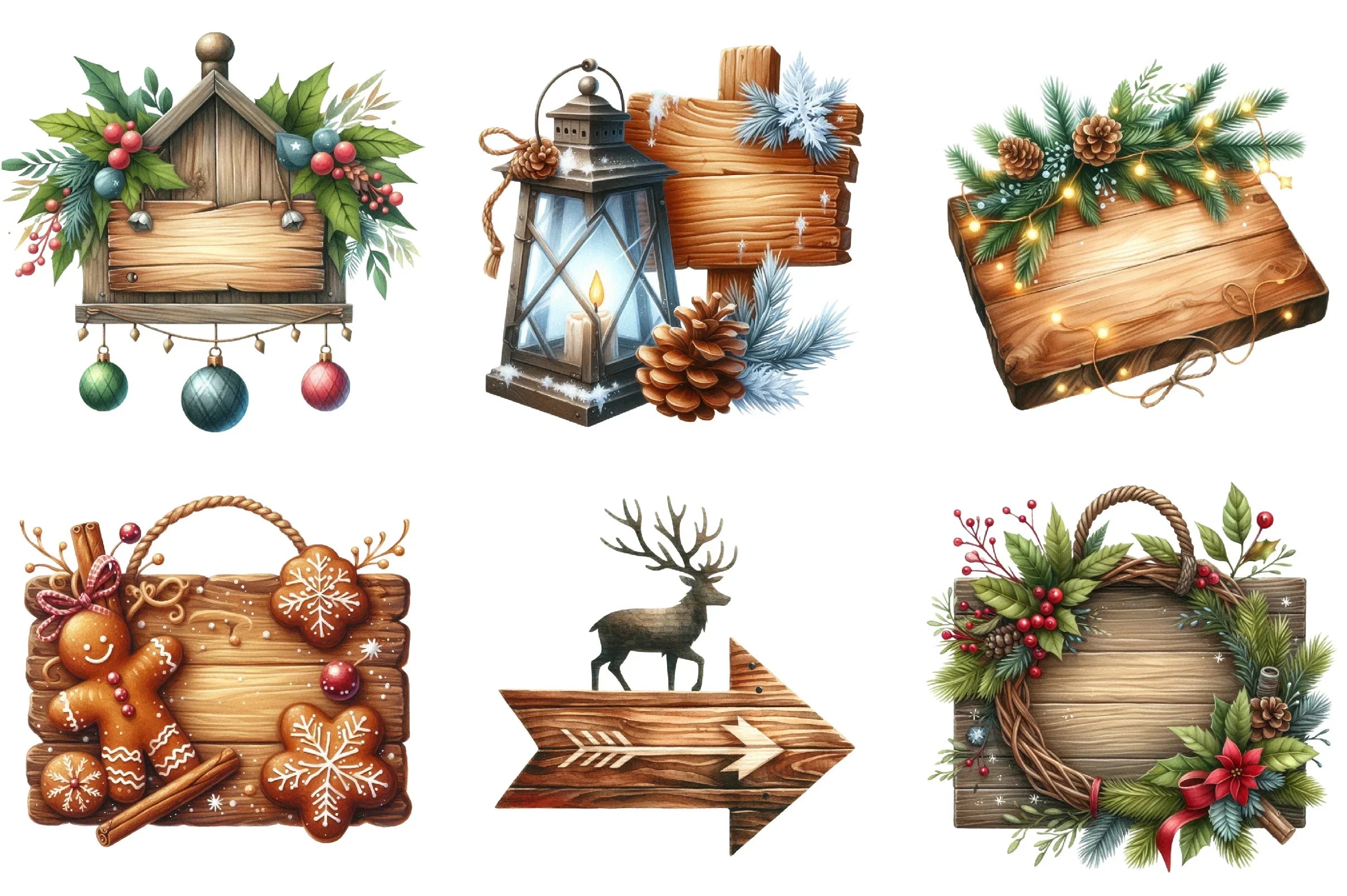 Christmas Wooden Signs Clipart Bundle - CraftNest - Digital Crafting and Art