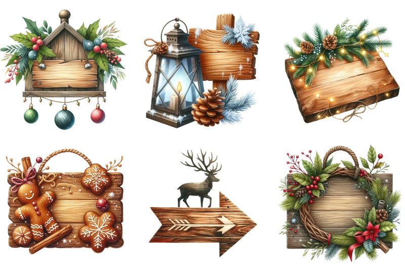 Christmas Wooden Signs Clipart Bundle - CraftNest - Digital Crafting and Art