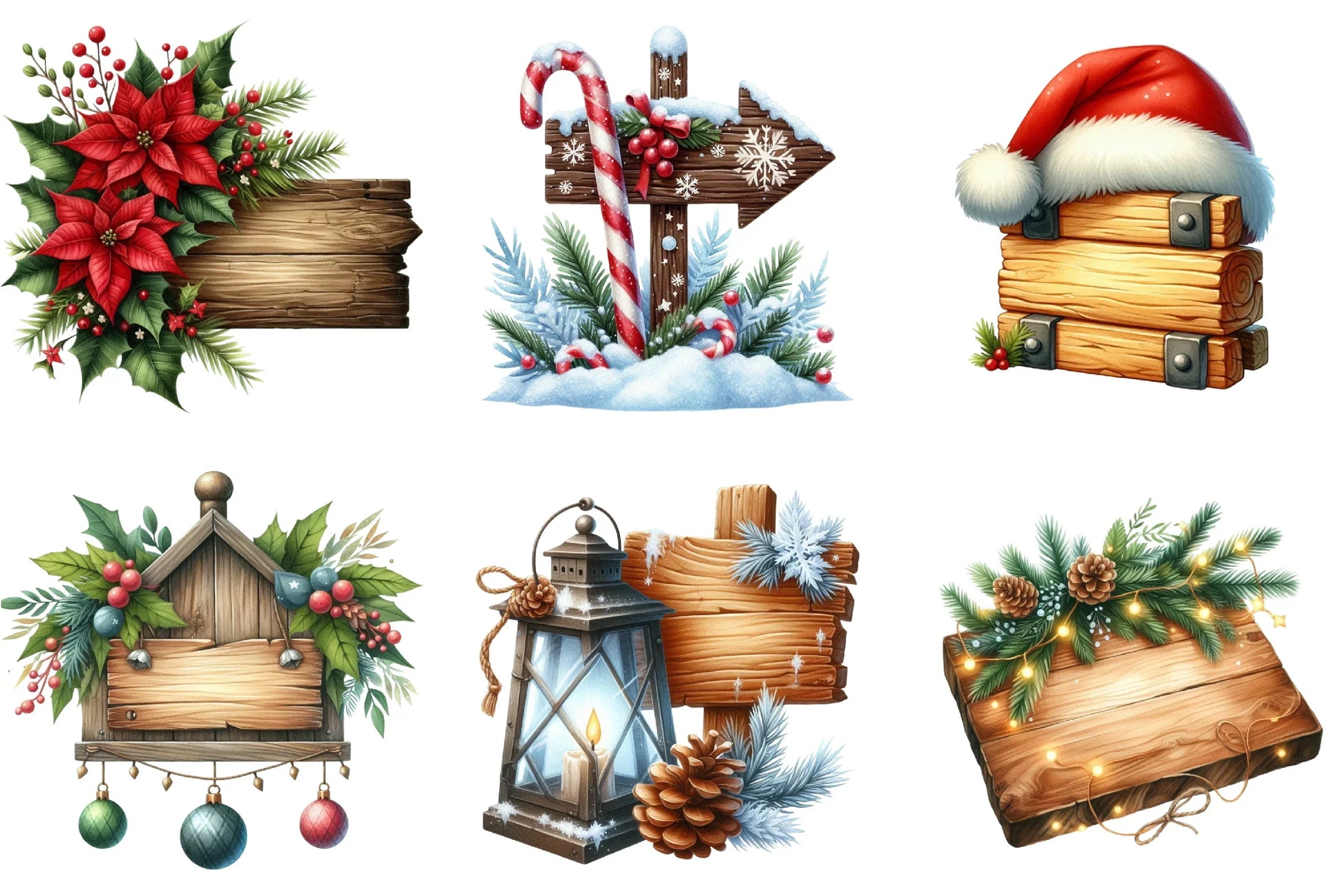 Christmas Wooden Signs Clipart Bundle - CraftNest - Digital Crafting and Art