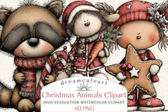 Christmas Woodland Animals Clipart Bundle - CraftNest - Digital Crafting and Art