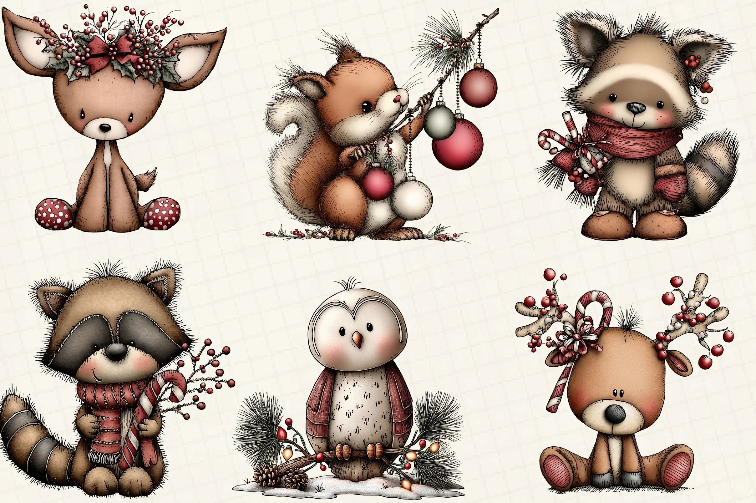 Christmas Woodland Animals Clipart Bundle - CraftNest - Digital Crafting and Art