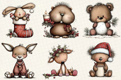 Christmas Woodland Animals Clipart Bundle - CraftNest - Digital Crafting and Art