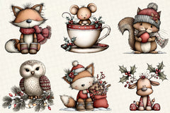 Christmas Woodland Animals Clipart Bundle - CraftNest - Digital Crafting and Art