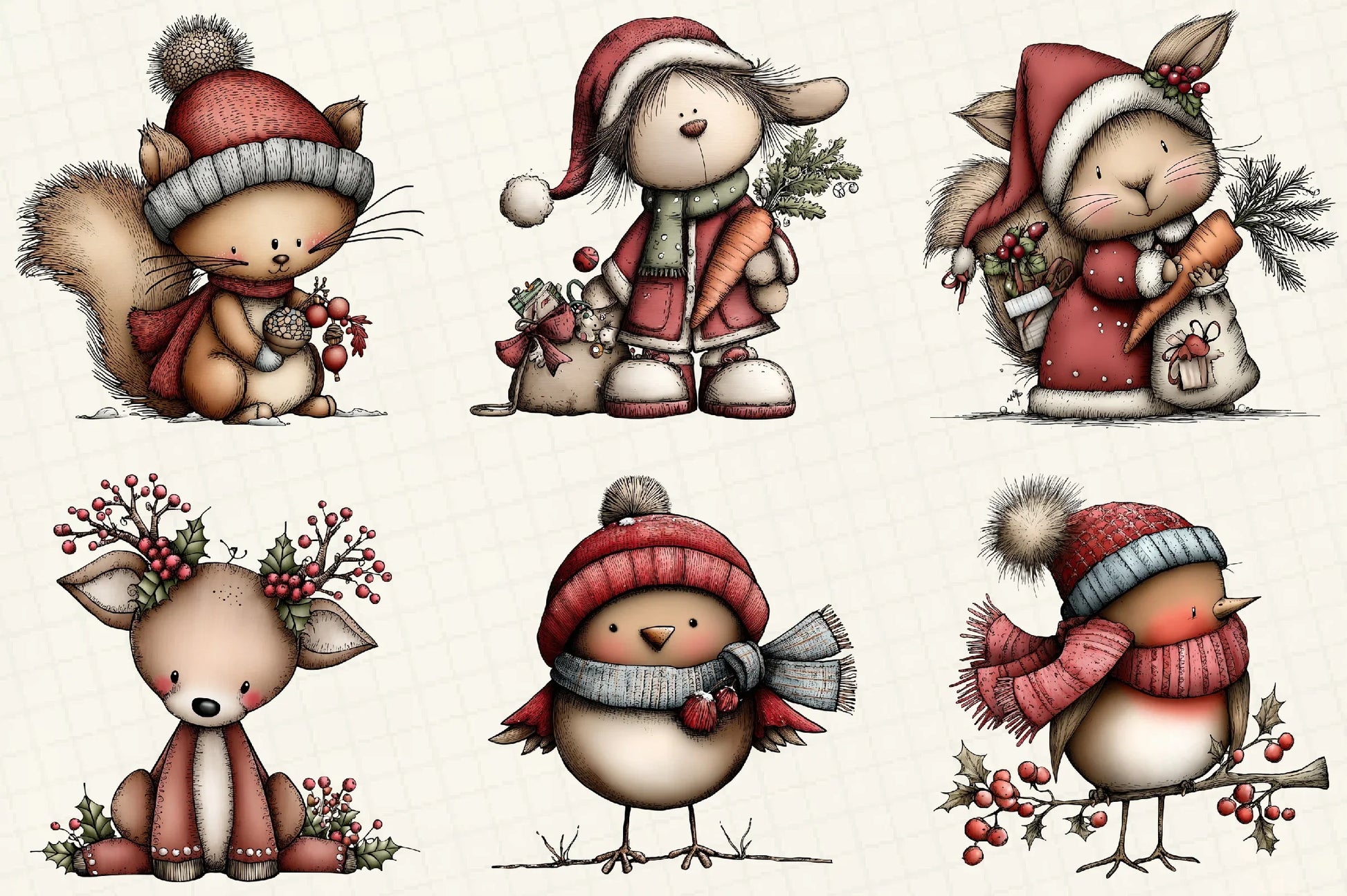 Christmas Woodland Animals Clipart Bundle - CraftNest - Digital Crafting and Art