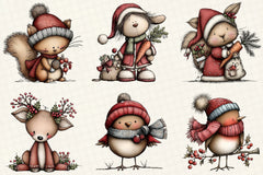 Christmas Woodland Animals Clipart Bundle - CraftNest - Digital Crafting and Art