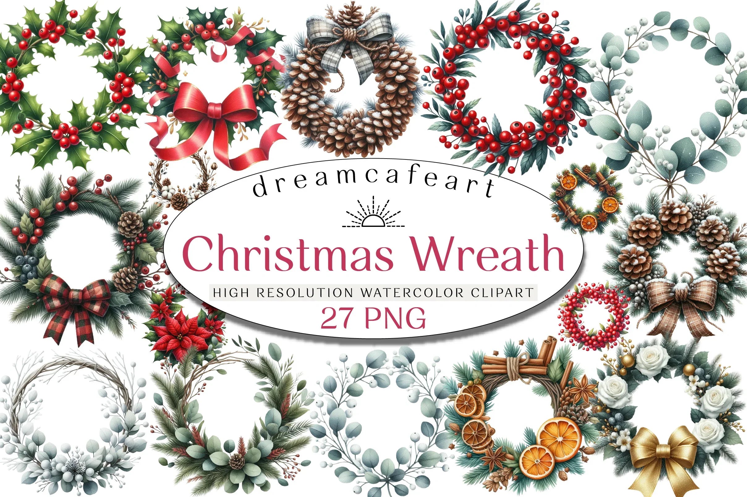 Christmas Wreath Clipart Bundle - CraftNest - Digital Crafting and Art