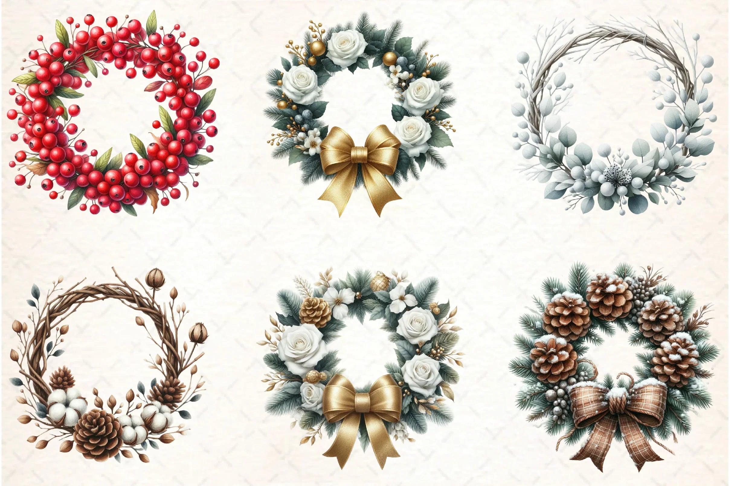 Christmas Wreath Clipart Bundle - CraftNest - Digital Crafting and Art