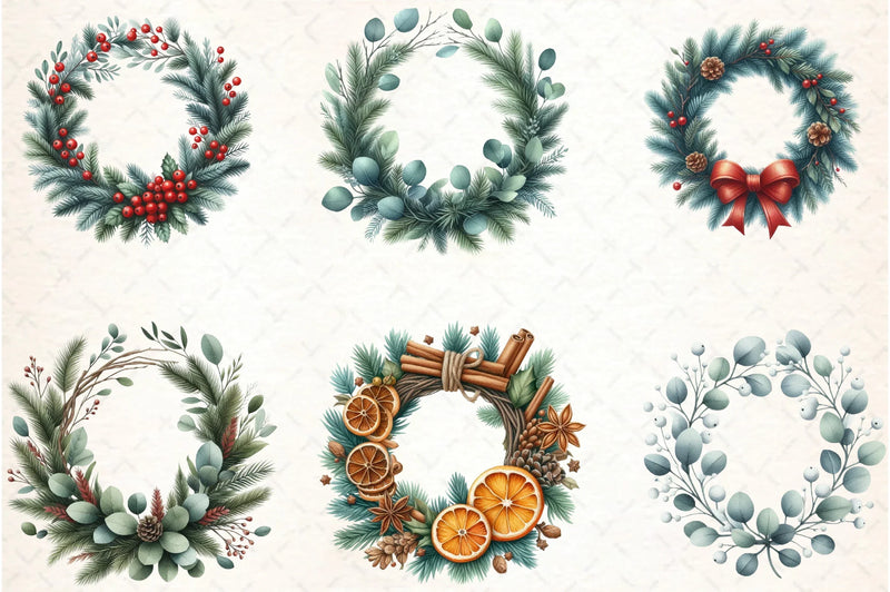 Christmas Wreath Clipart Bundle - CraftNest - Digital Crafting and Art