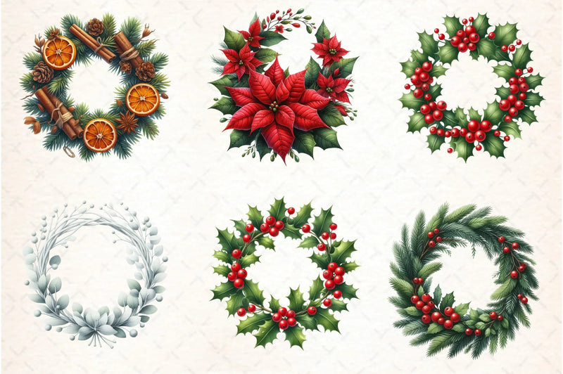 Christmas Wreath Clipart Bundle - CraftNest - Digital Crafting and Art