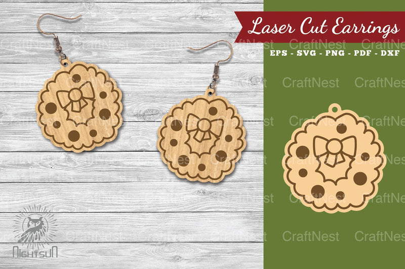 Christmas Wreath Laser Cut Earrings Clipart Bundle - CraftNest - Digital Crafting and Art