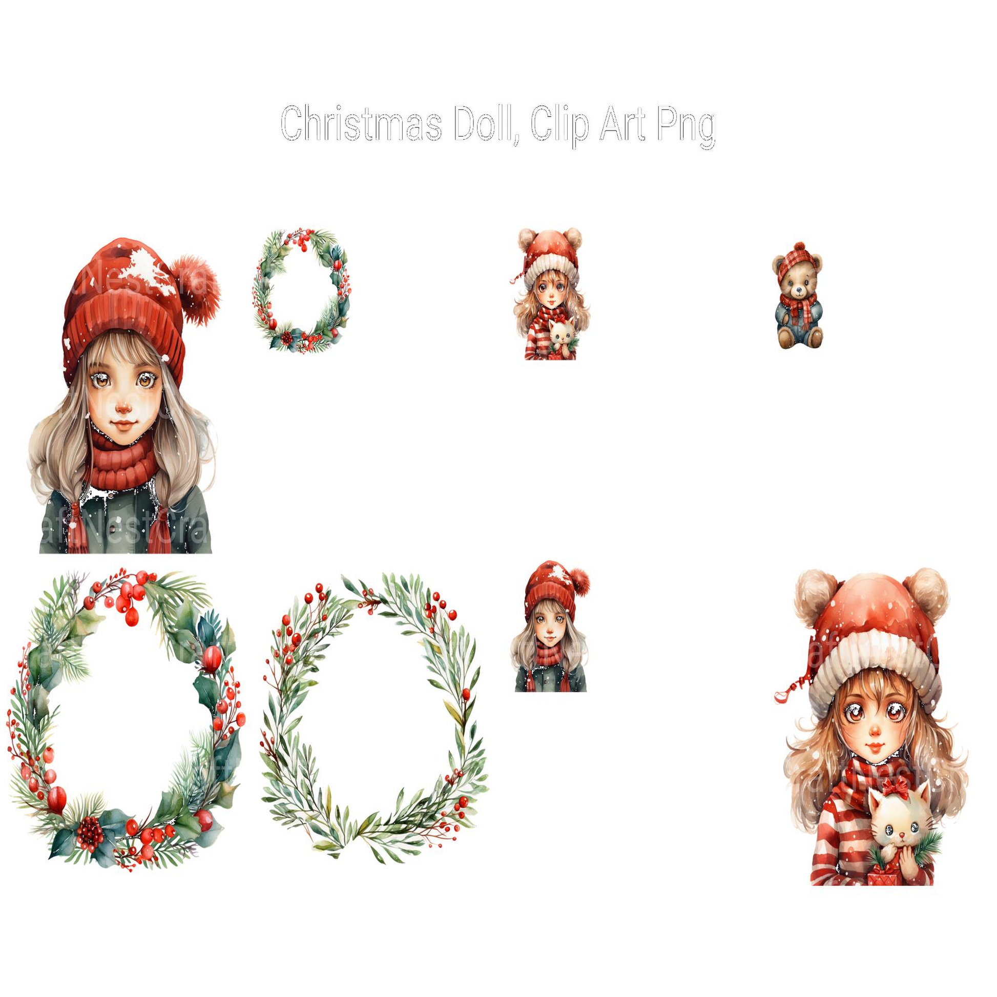 Christmas Doll Clipart - CraftNest - Digital Crafting and Art