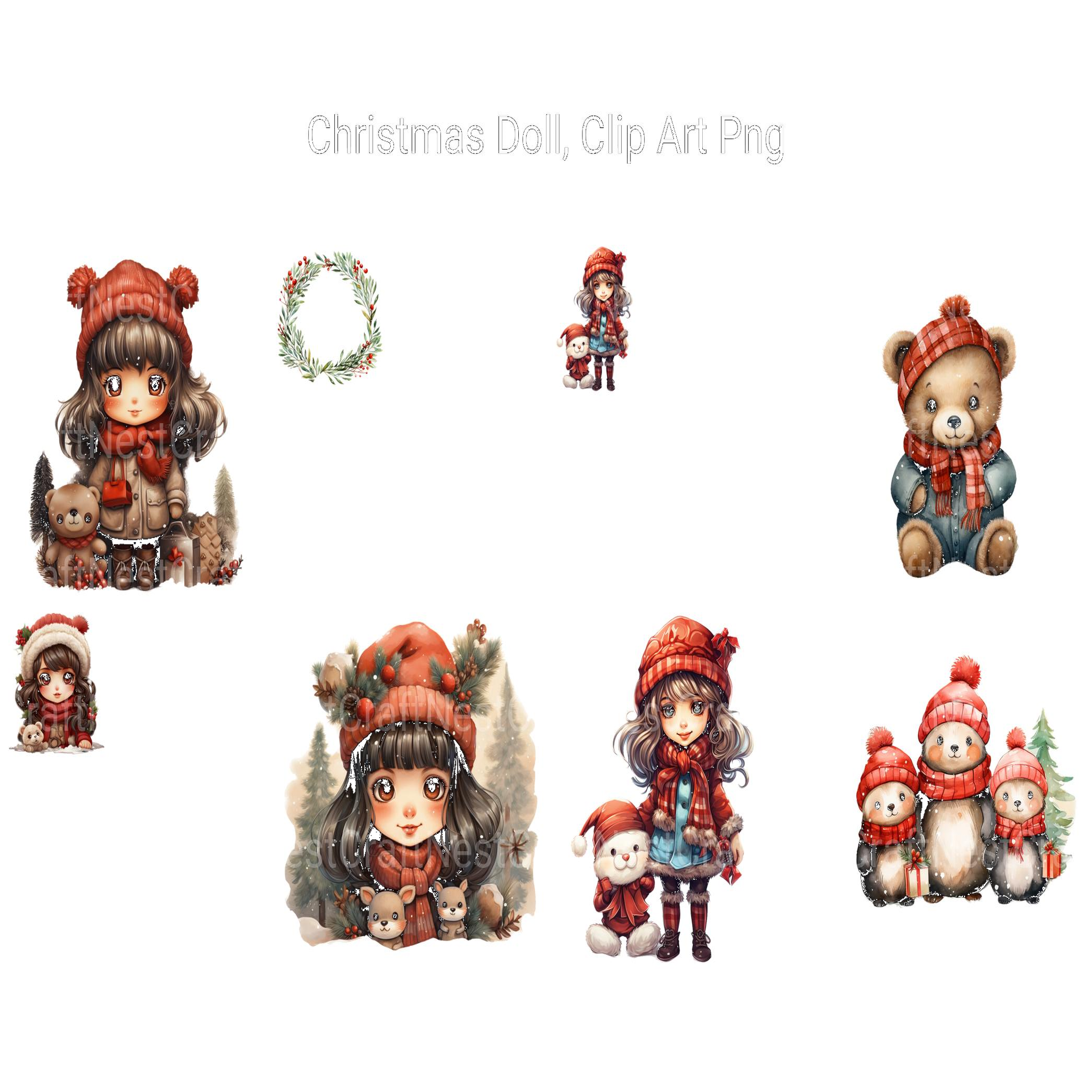 Christmas Doll Clipart - CraftNest - Digital Crafting and Art