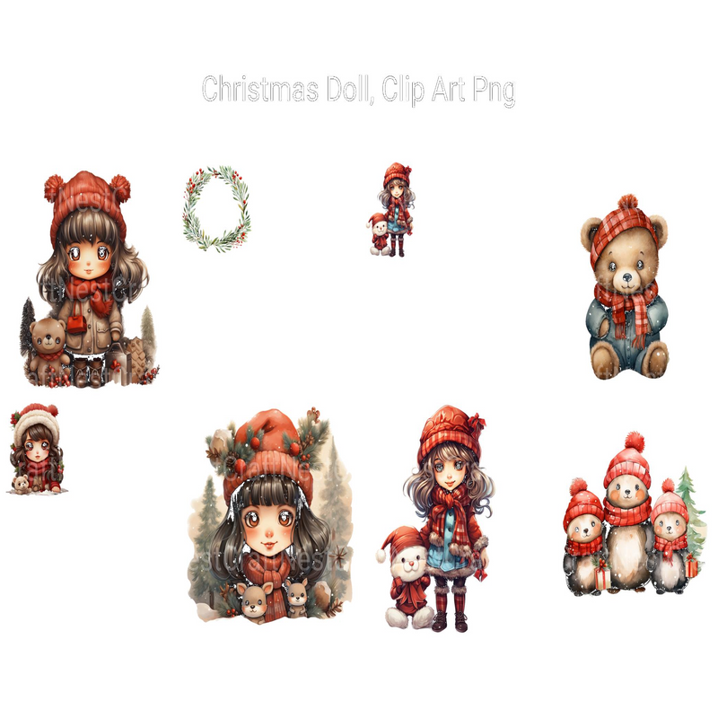 Christmas Doll Clipart - CraftNest - Digital Crafting and Art