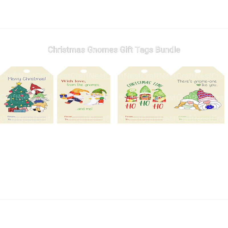 Christmas Gnomes Gift Tags SVG - CraftNest - Digital Crafting and Art