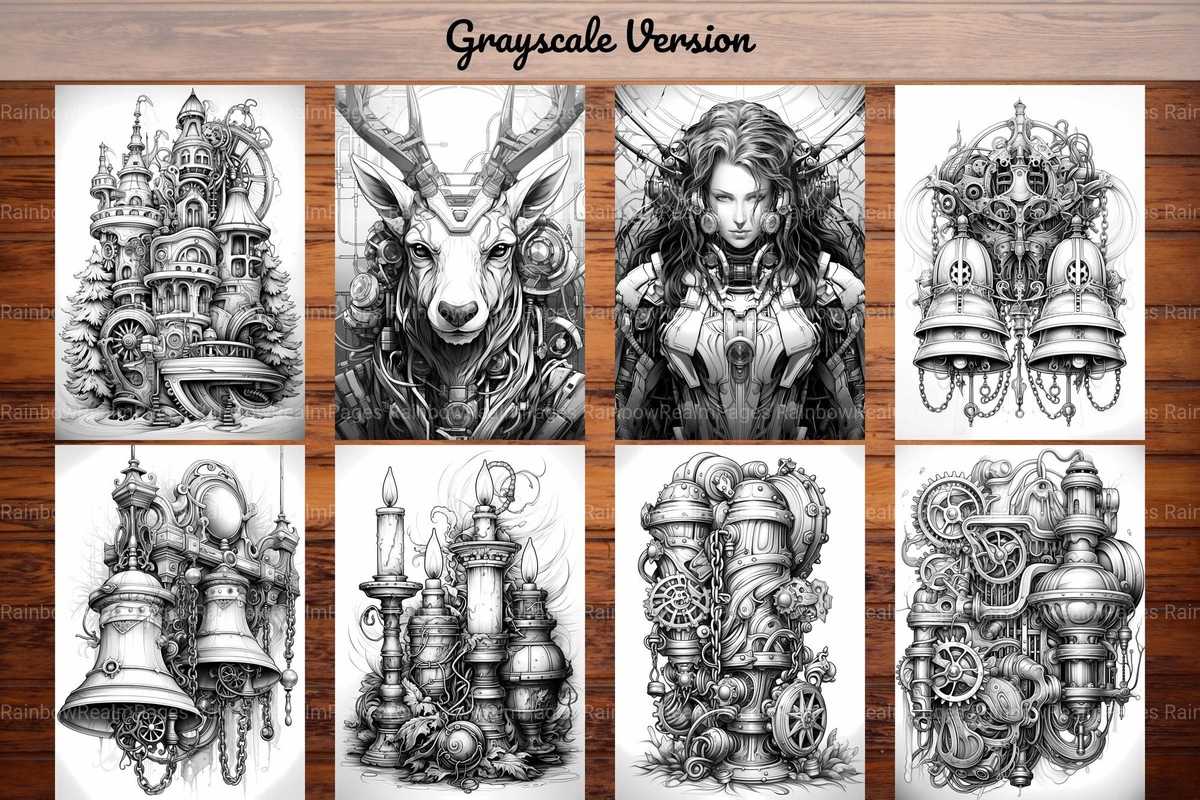 Christmas Steampunk Coloring Books - CraftNest