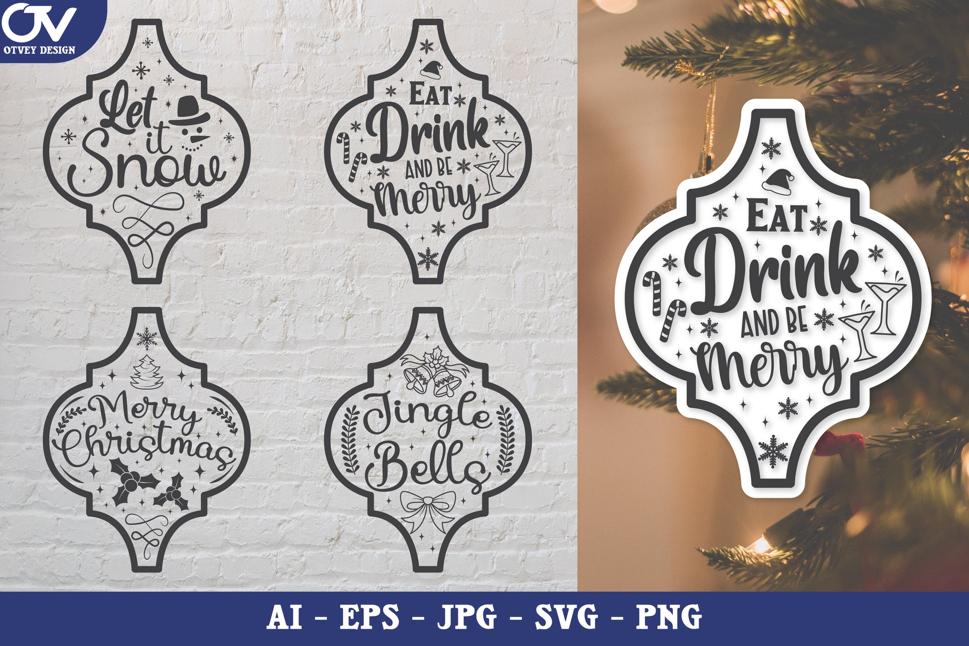 Christmas Arabesque Illustration Decal SVG Bundle - CraftNest - Digital Crafting and Art
