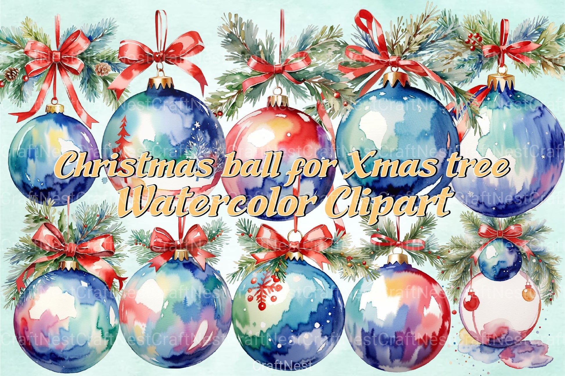 Christmas Single Ball Clipart Bundle for Xmas Tree - CraftNest - Digital Crafting and Art