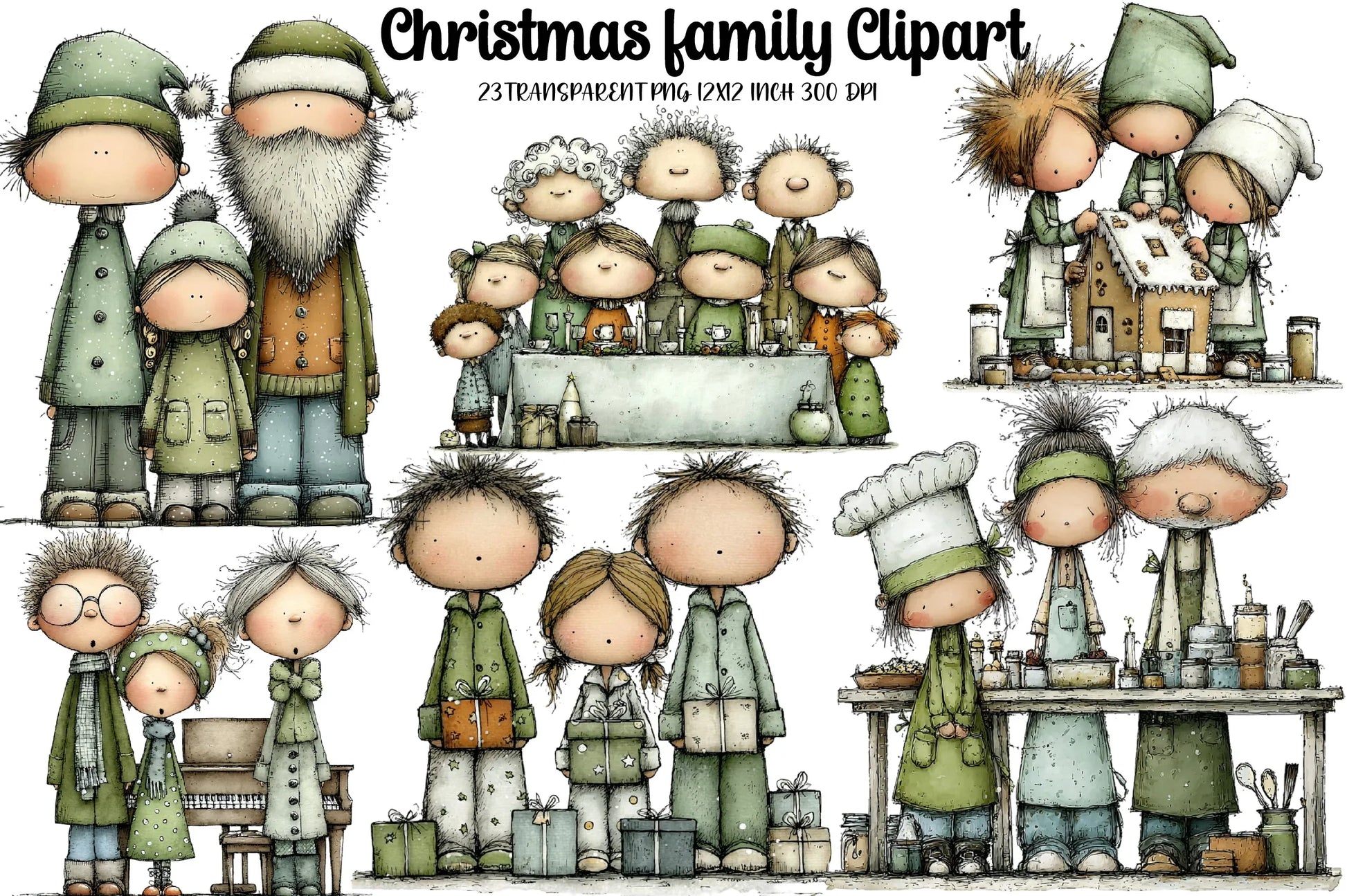 Christmas Family Clipart Bundle - CraftNest - Digital Crafting and Art