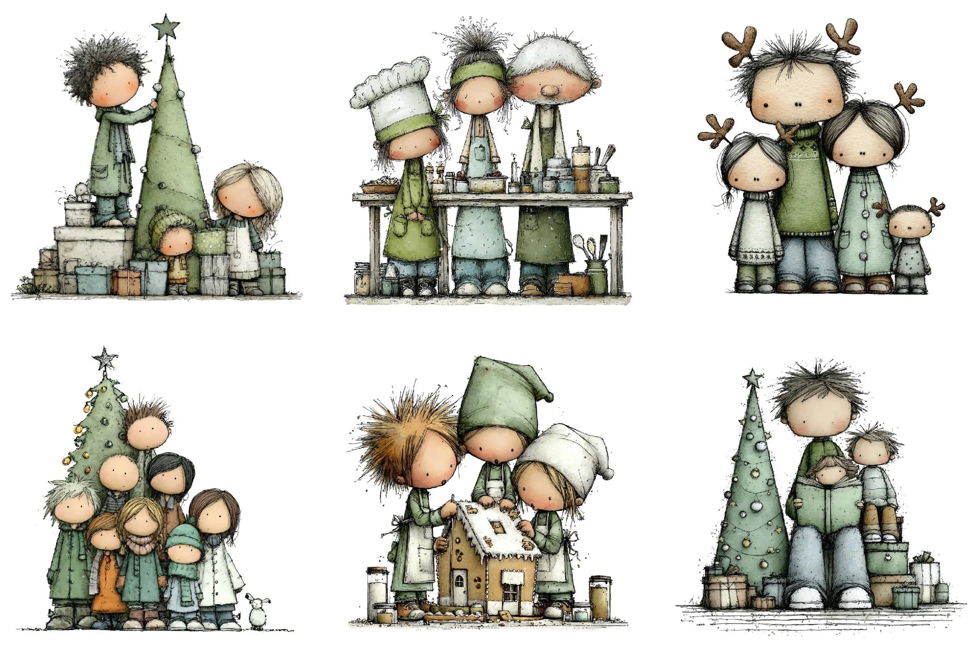 Christmas Family Clipart Bundle - CraftNest - Digital Crafting and Art