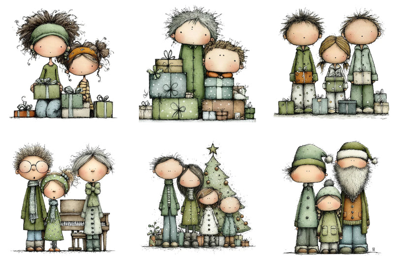 Christmas Family Clipart Bundle - CraftNest - Digital Crafting and Art