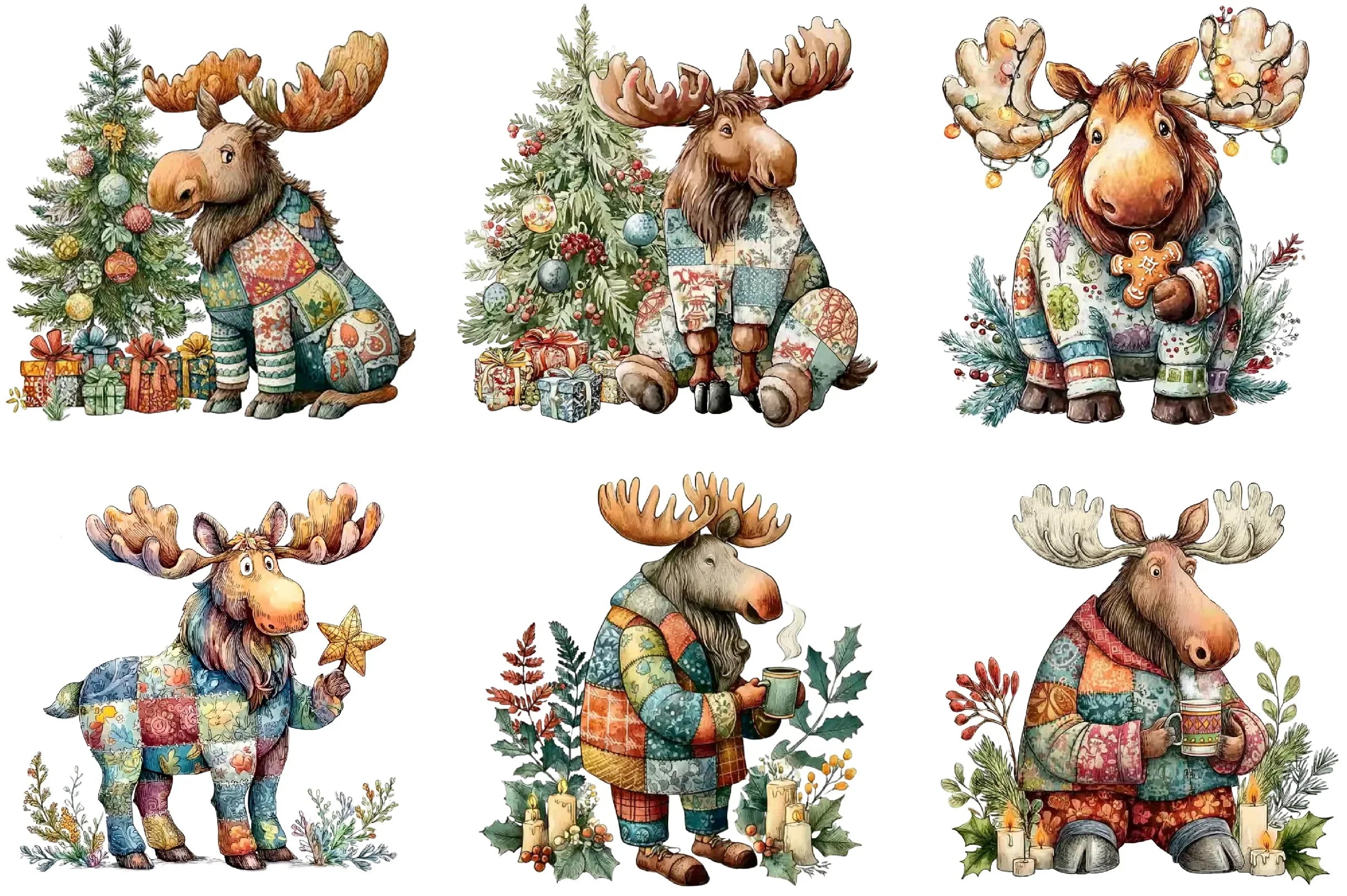 Christmas Moose Clipart Bundle - CraftNest - Digital Crafting and Art