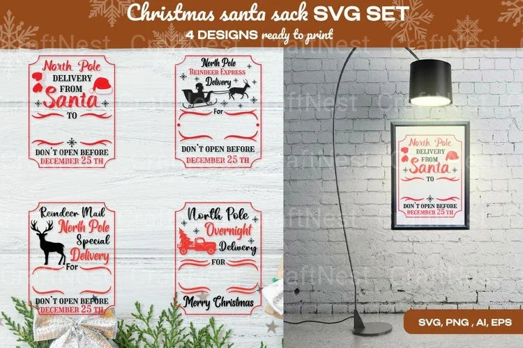 Christmas Santa Sack SVG Bundle - CraftNest - Digital Crafting and Art