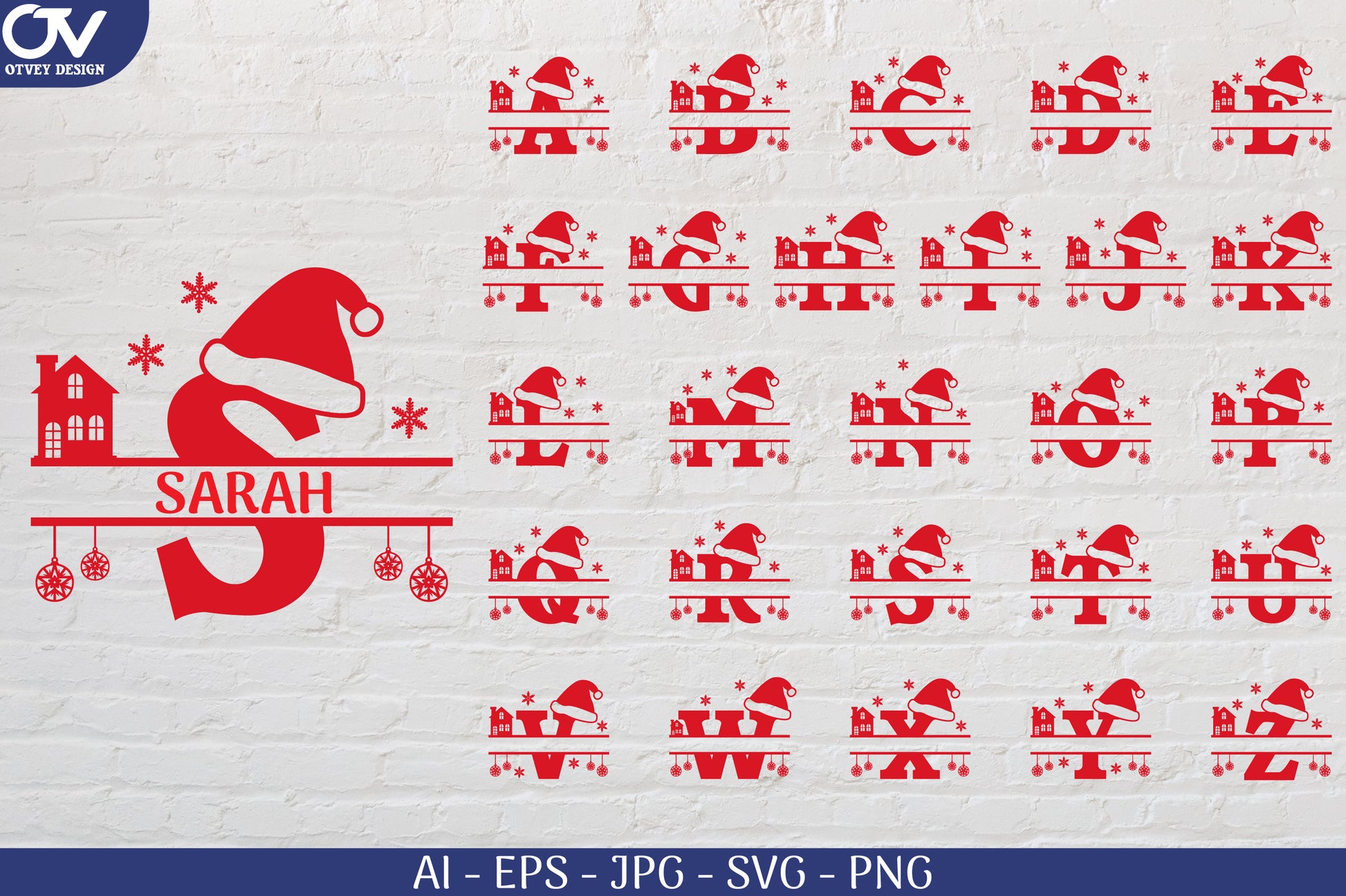 Christmas Split Alphabet SVG Bundle 1 - CraftNest - Digital Crafting and Art