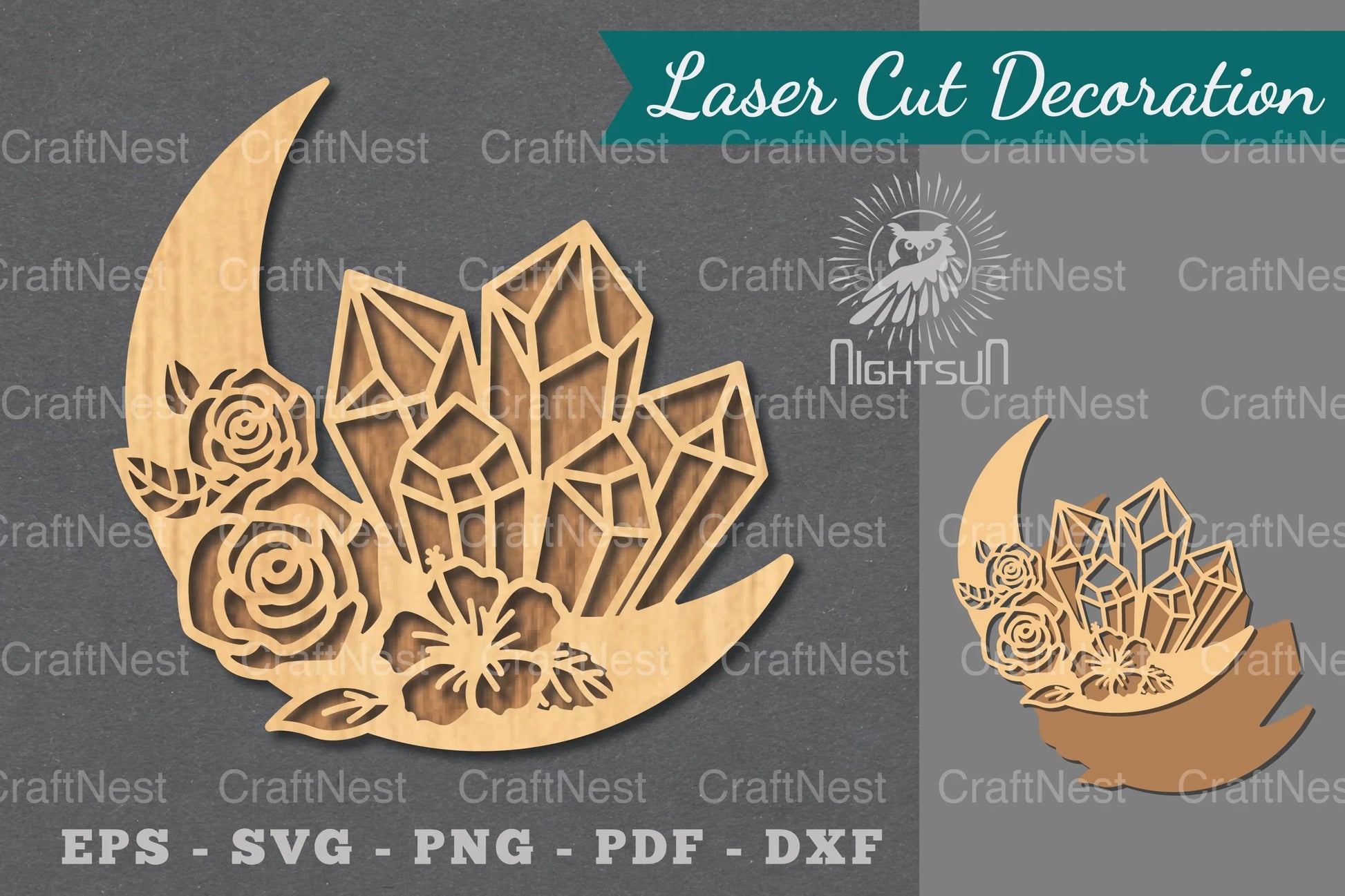Chrystal Moon Laser Cut Decoration Clipart Bundle - CraftNest - Digital Crafting and Art