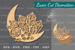Chrystal Moon Laser Cut Decoration Clipart Bundle - CraftNest - Digital Crafting and Art