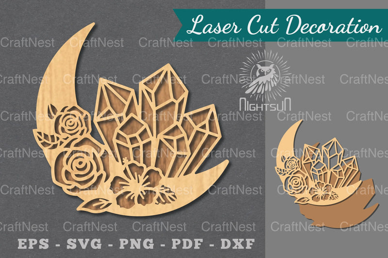 Chrystal Moon Laser Cut Decoration Clipart Bundle - CraftNest - Digital Crafting and Art