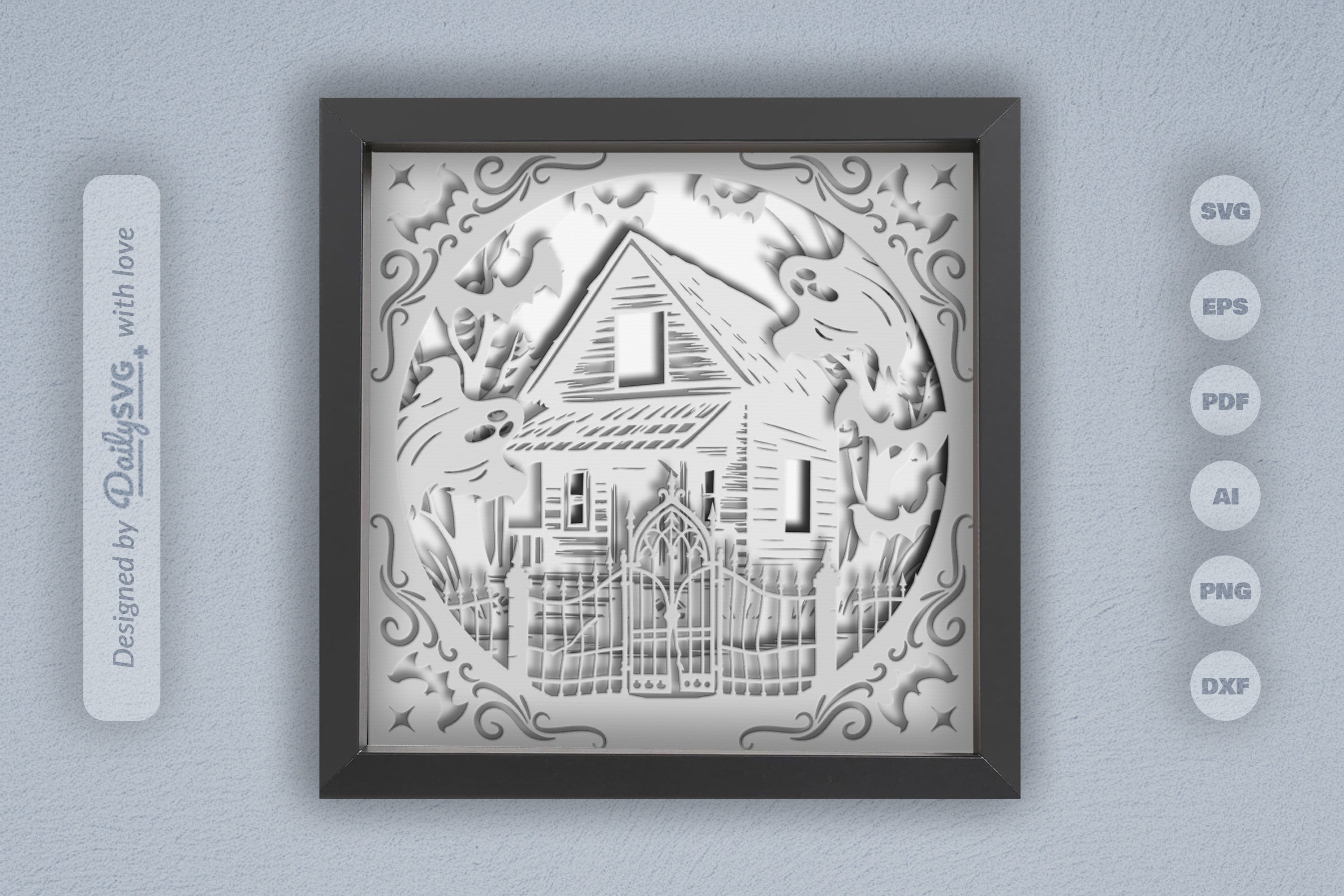 Circle Haunted Cabin 3D Papercut SVG Bundle