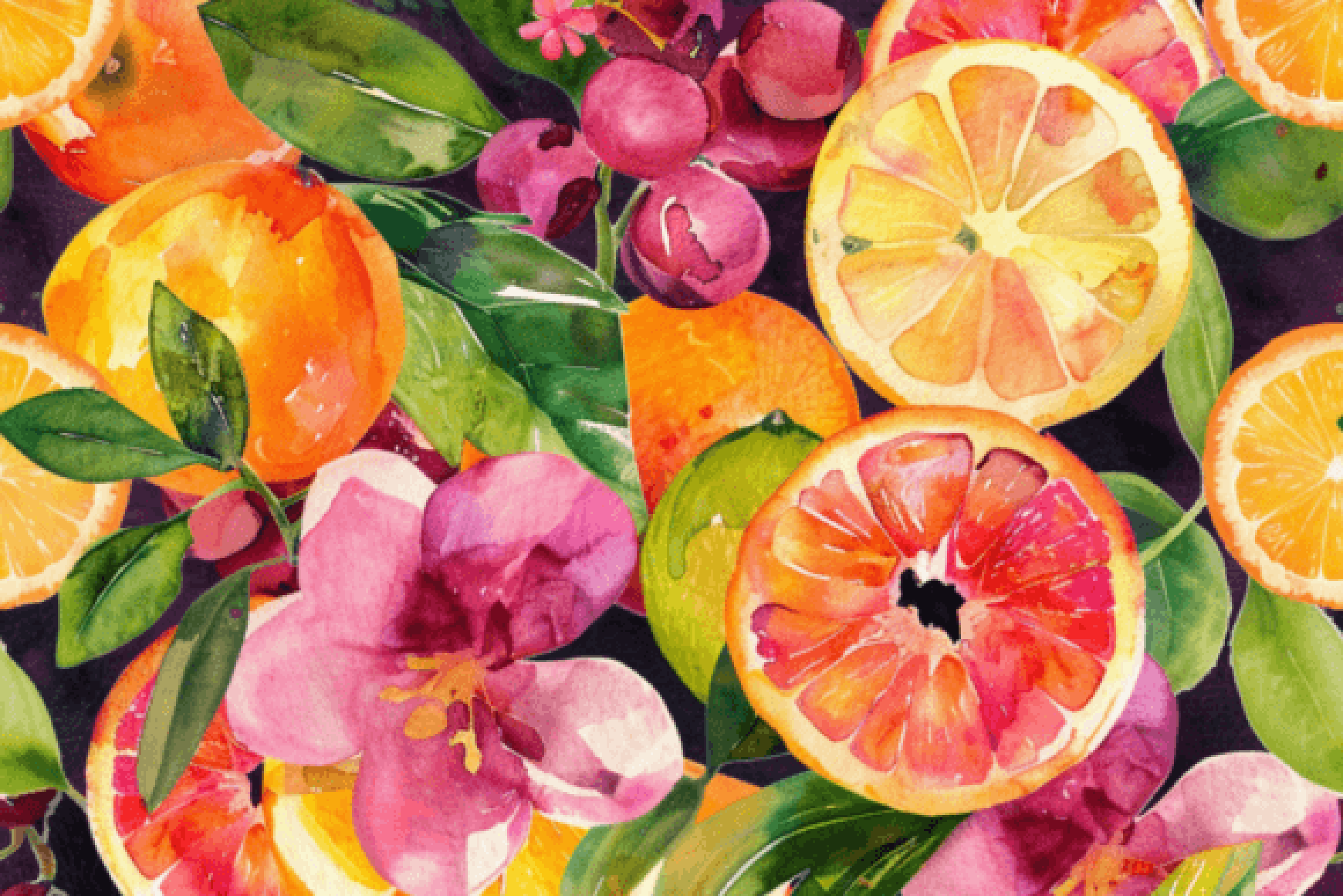 Citrus Floral Seamless Digital Paper