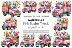 Pink Easter Truck Clipart Bundle - CraftNest - Digital Crafting and Art