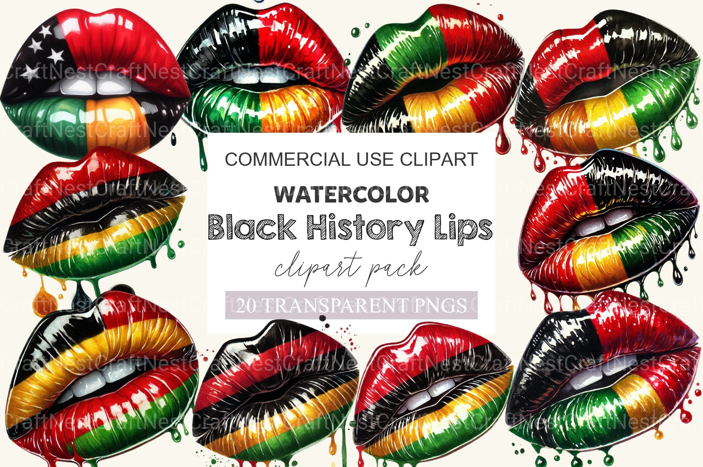 Black History Month Lips Clipart Bundle - CraftNest - Digital Crafting and Art