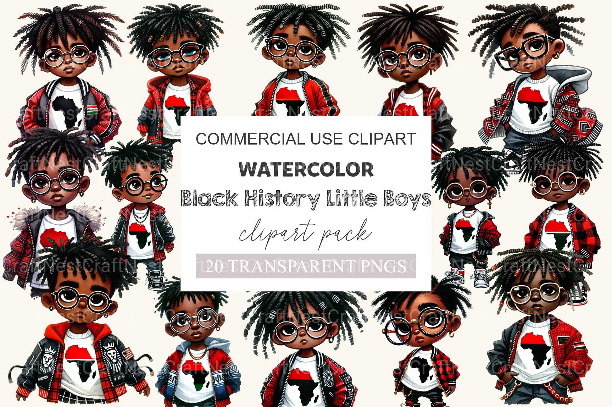Black History Little Boys Clipart Bundle - CraftNest - Digital Crafting and Art