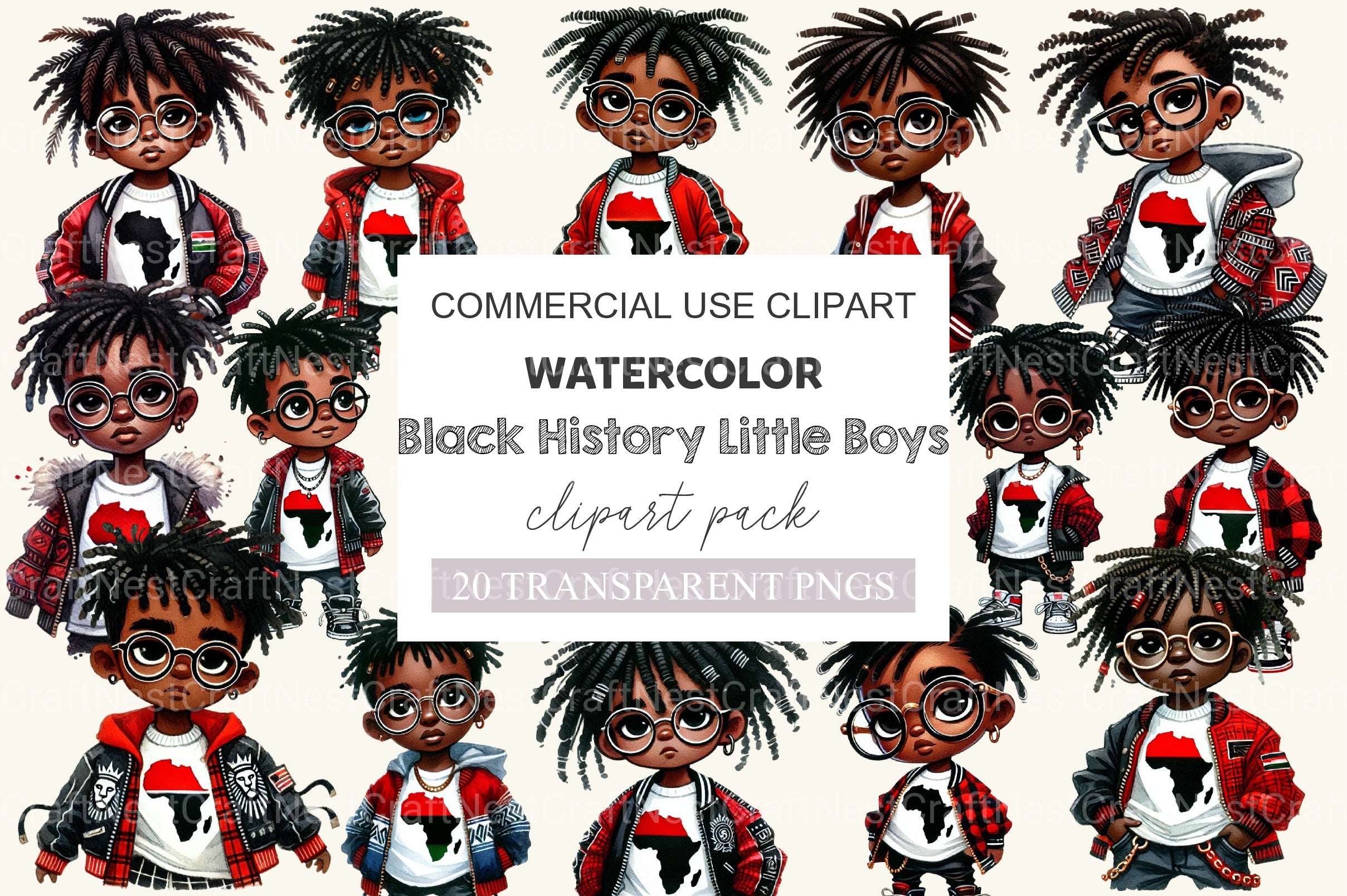 Black History Little Boys Clipart Bundle - CraftNest - Digital Crafting and Art