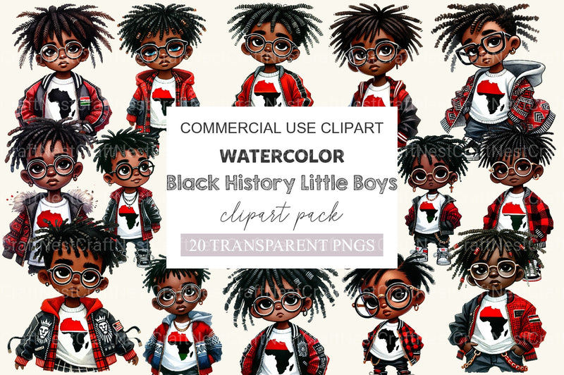 Black History Little Boys Clipart Bundle - CraftNest - Digital Crafting and Art