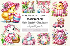 Pink Easter Gingham Clipart Bundle 2 - CraftNest - Digital Crafting and Art