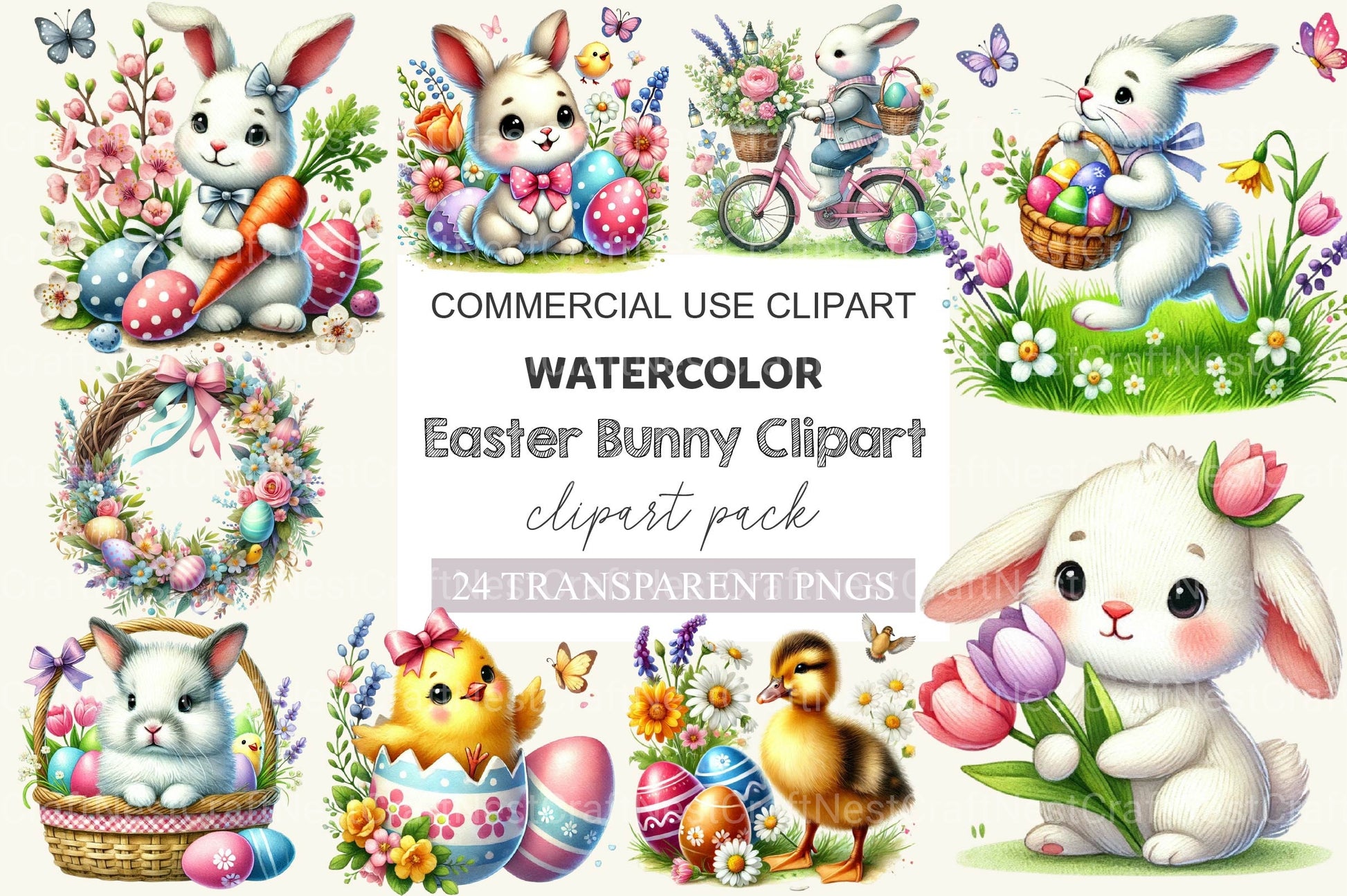 Cute Easter Clipart Bundle 4 - CraftNest - Digital Crafting and Art