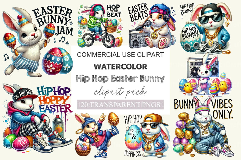 Hip Hop Bunny Easter Day Clipart Bundle 20 - CraftNest - Digital Crafting and Art