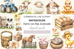 Cute On The Farm Animals Clipart Bundle 1 - CraftNest - Digital Crafting and Art