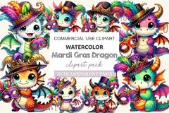 Mardi Gras Cartoon Dragon Clipart Bundle - CraftNest - Digital Crafting and Art