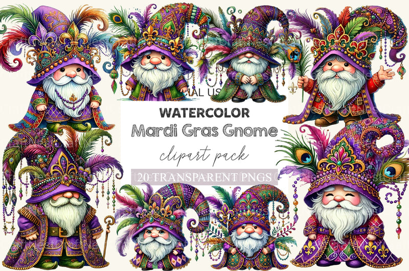 Mardi Gras Gnome Clipart Bundle 2 - CraftNest - Digital Crafting and Art