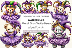 Mardi Gras Teddy Bear Clipart Bundle 1 - CraftNest - Digital Crafting and Art