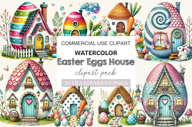 Easter Egg House Clipart Bundle - CraftNest - Digital Crafting and Art