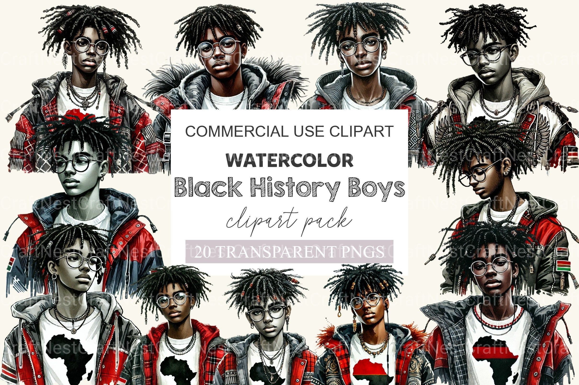 Black History Boys Clipart Bundle - CraftNest - Digital Crafting and Art