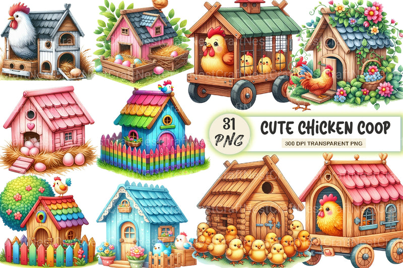 Cute Chicken Coop Clipart Bundle - CraftNest - Digital Crafting and Art